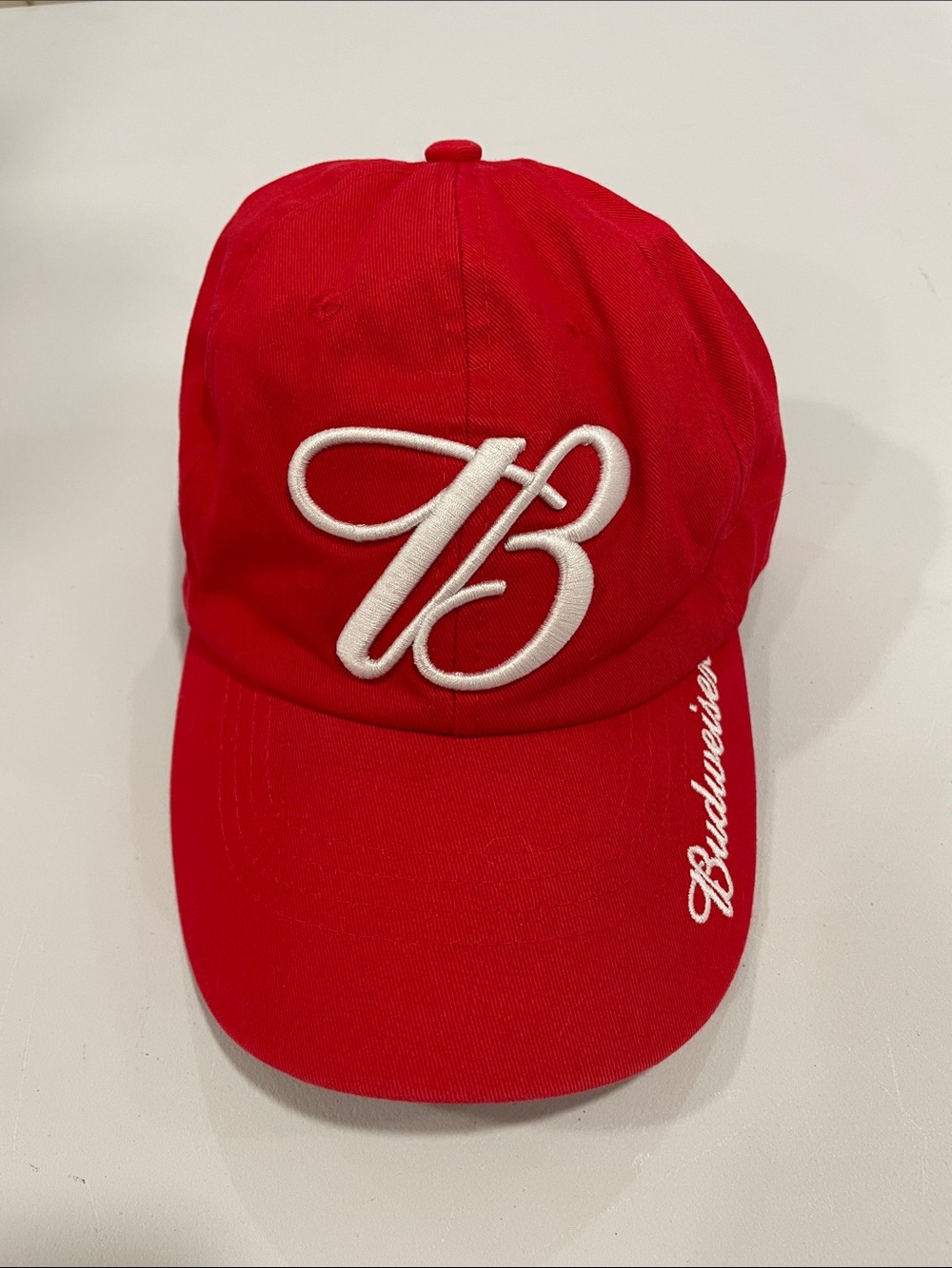 Budweiser retro B script red baseball hat